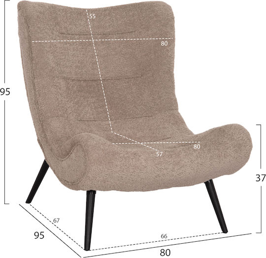 Relax με Υποπόδιο Brym 80x95x95cm Μπεζ/καφε
