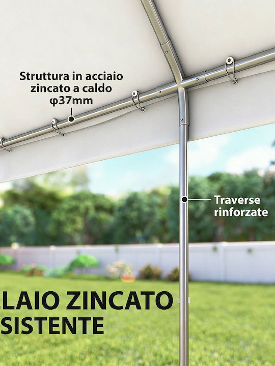 Outsunny Κιόσκι Κήπου με Led Λευκό 4x6m