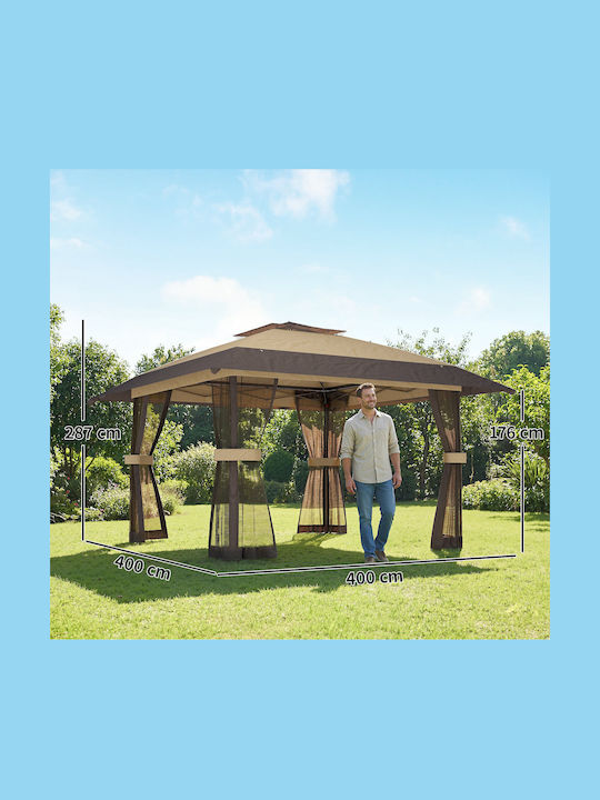 Outsunny Foldable Garden Gazebo Beige 4x4m