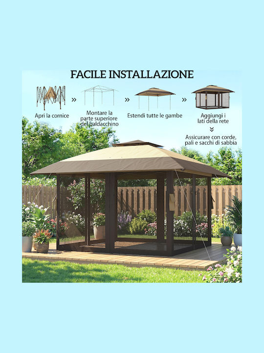 Outsunny Foldable Garden Gazebo Beige 4x4m