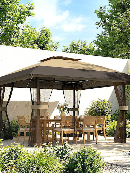 Outsunny Foldable Garden Gazebo Beige 4x4m