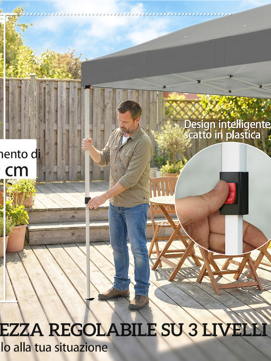 Outsunny Foldable Garden Gazebo with LEDs Beige 3x6m