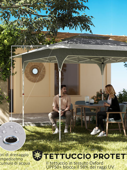 Outsunny Πτυσσόμενο Κιόσκι Κήπου Pop-up Γκρι 3.5x3.5m