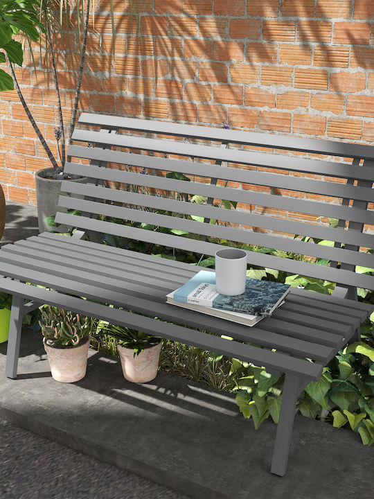 Outdoor Metal Gray Bench 123x67x79cm