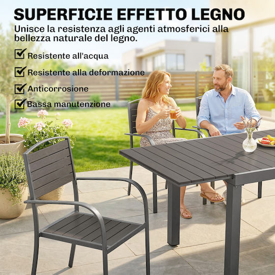 Outsunny Garden & Outdoor Furniture Sets Dining Room 9 Pieces Gray