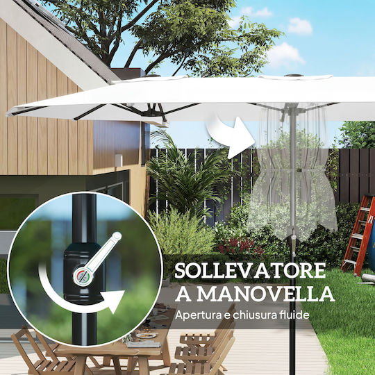 Circular Garden Parasol Metal White Diameter 2.7m
