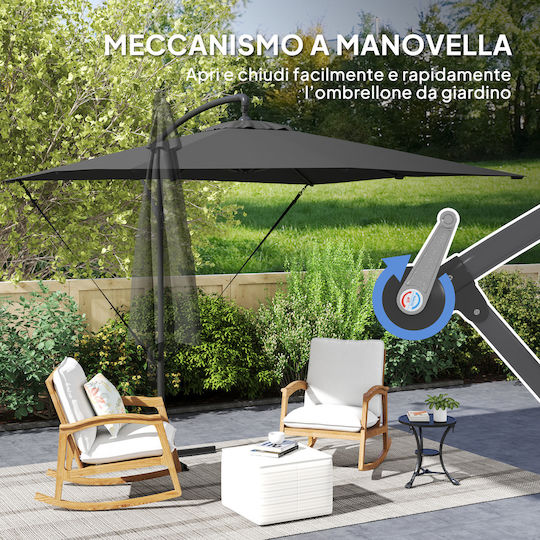Hanging Square Garden Parasol Metal Grey 2.56x2.56xHeight 2.56m