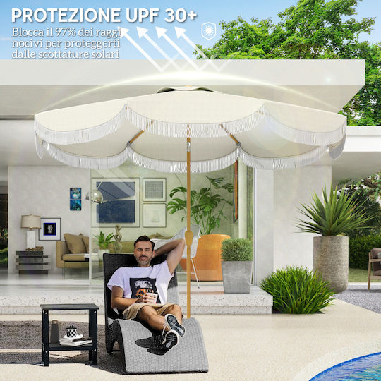 Umbrelă Rotundă Metalică Bej Φ2.4m