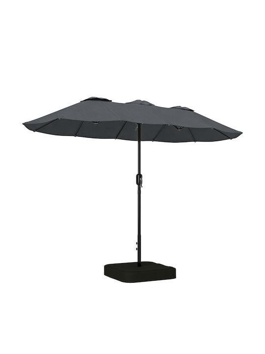 Circular Garden Umbrella Metal Grey Diameter 1.5m