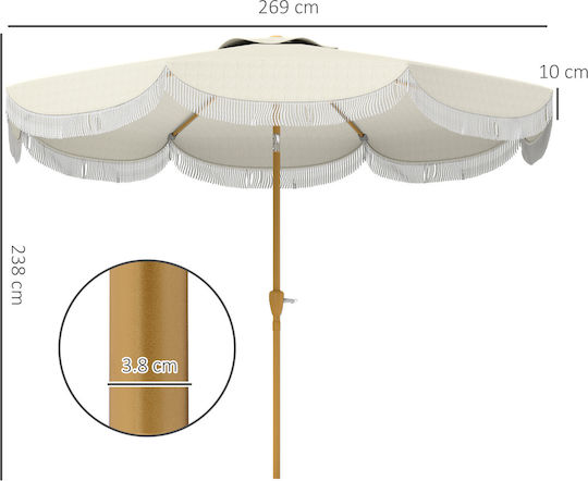 Umbrelă Rotundă Metalică Bej Φ2.4m