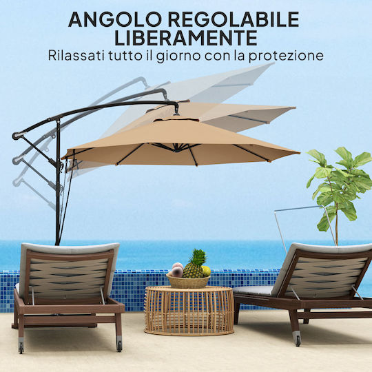 Hanging Circular Metal Khaki Parasol Φ3m