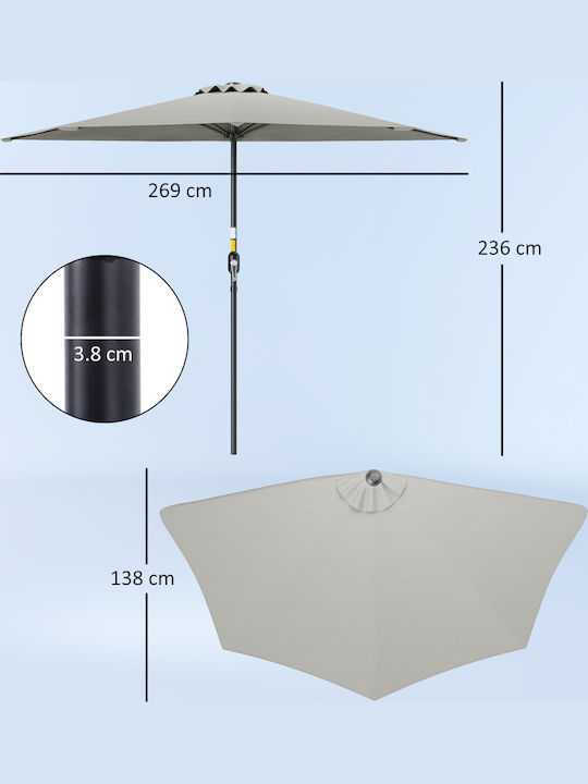 Wall Mounted Circular Metal Grey Parasol F2.7m