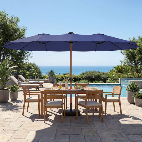 Professional Circular Metal Garden & Terrace Parasol Blue Diameter 2.8m