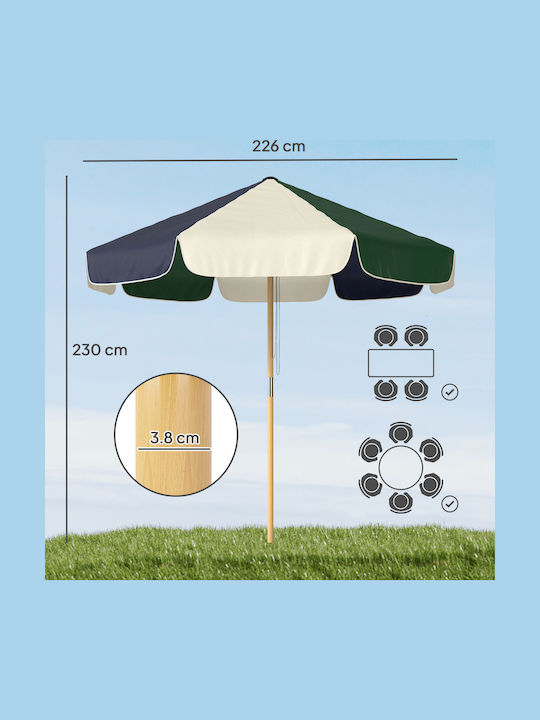 Circular Wooden Ecru Parasol 1.85m