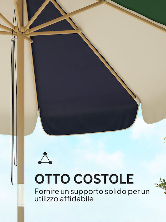 Circular Wooden Ecru Parasol 1.85m