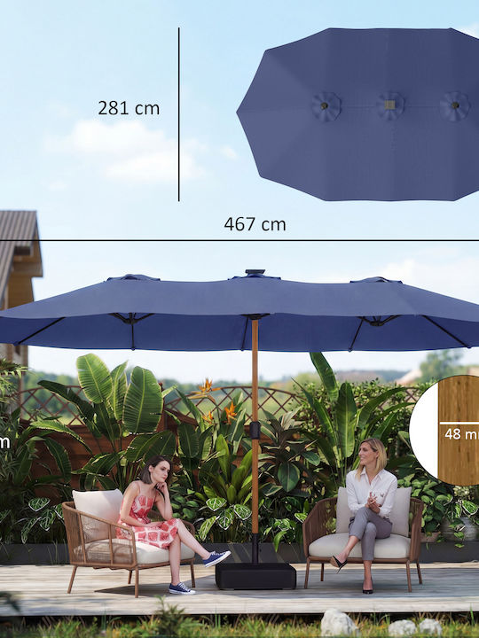 Professional Circular Metal Garden & Terrace Parasol Blue Diameter 2.8m