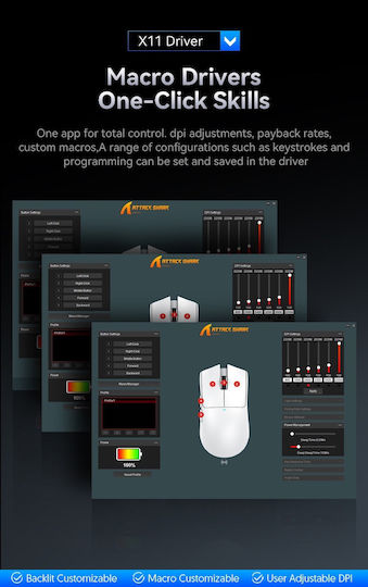 Attack Shark ATTACK SHARK X11 Wireless RGB Gaming Mouse 22000 DPI Black
