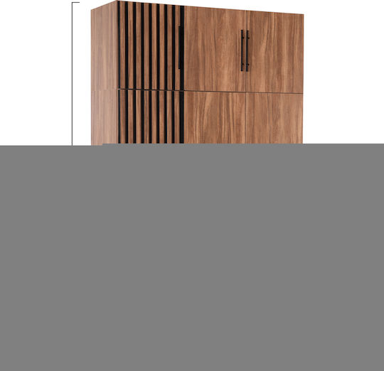 Harry Τρίφυλλη Ντουλάπα με Πατάρι 150x55.5x240cm Μαυρο