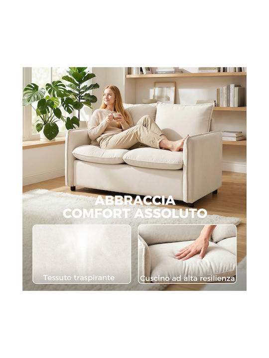 Two-Seater Couch Cream 131x73x80cm