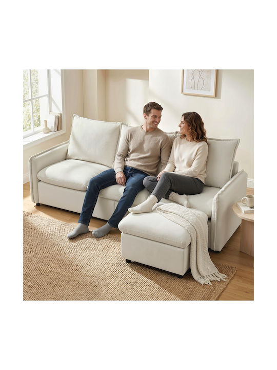 Corner Couch with Left Corner & Storage Space Cream 212x125 cm