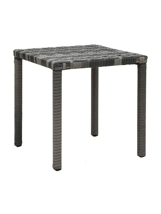 Rattan Deckchair with Pillow & Wheels Gray Set with Table 2 Pieces