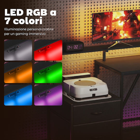 Γωνιακό Ηλεκτρικό Γραφείο Gaming με LED & USB θύρες 192.5x80x86.5εκ. Μαύρο