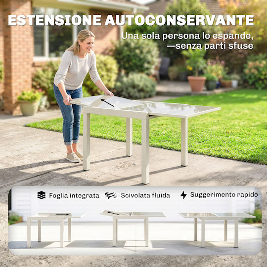 Επεκτεινόμενο Κρεμ Λευκό 180+90x90x75εκ. Επεκτεινόμενο Κρεμ Λευκό 180+90x90x75εκ.