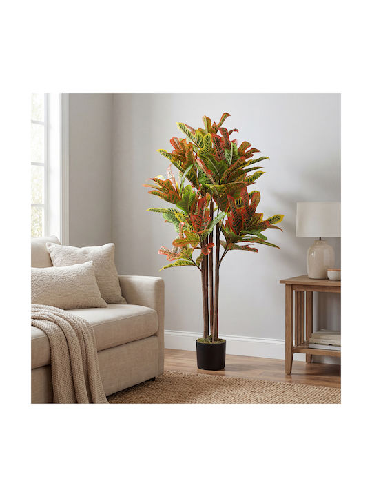 Homcom Artificial Plant Croton Multicolour Peva Wood Pot Pp Cement 55x55x120 cm 83c-191v00mx