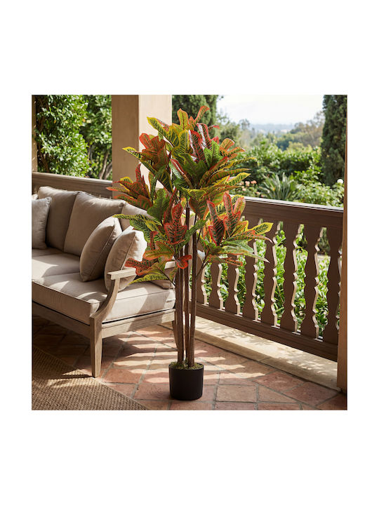 Homcom Artificial Plant Croton Multicolour Peva Wood Pot Pp Cement 55x55x120 cm 83c-191v00mx