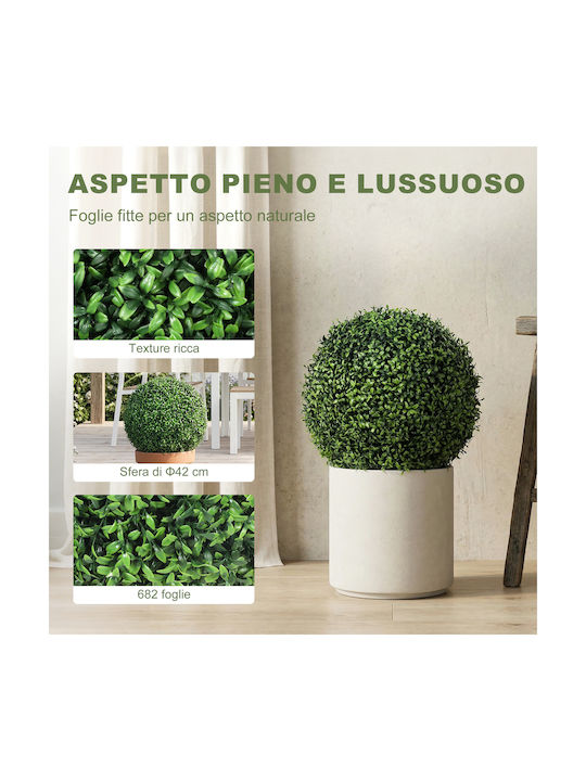 Homcom Artificial Topiary Buxus 682 Leaves Uv Resistant Height 42 Cm 83c-216v00gn