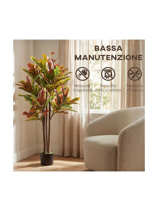 Homcom Artificial Plant Croton Multicolour Peva Wood Pot Pp Cement 55x55x120 cm 83c-191v00mx