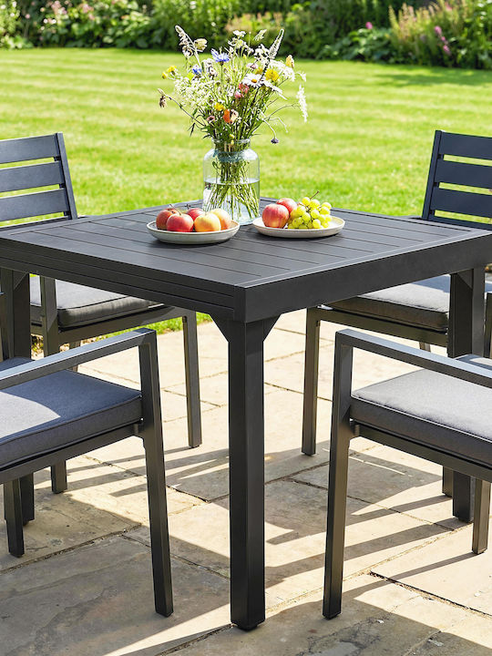 Masă De Exterior Din Aluminiu Extensibilă Neagră 160x80cm