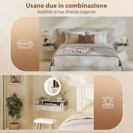 Bedside Tables Wooden Gray 2 Pieces 35x32x22.5cm