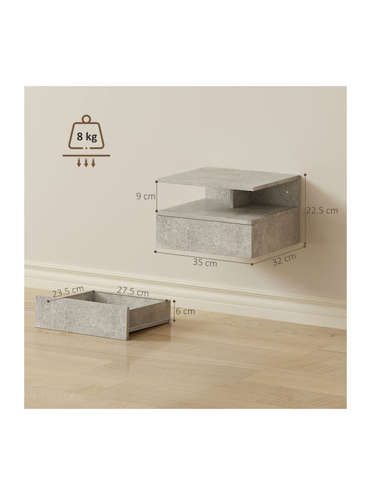 Κομοδίνα Ξύλινα Γκρι 2τμχ 35x32x22.5cm