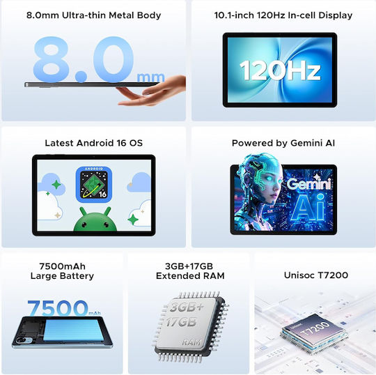 Doogee Tab G5 4G 10.1 Zoll (3GB/128GB) Schwarzes