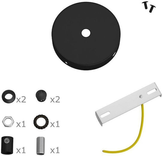Ceiling Rose Mini 1 Central 2 Side Holes Φ8.3cm Creative Cables Cubalux 150190 Black