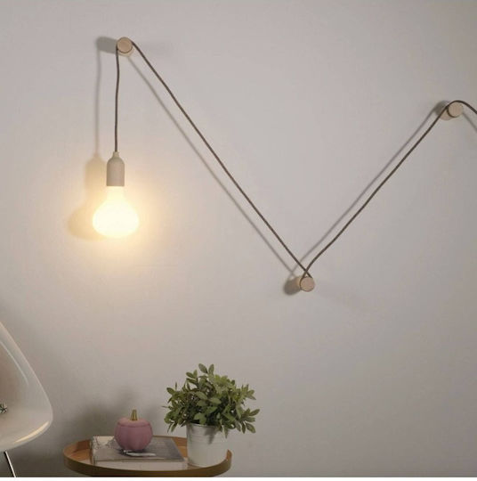 Rolé Wooden Wall Fabric Cable Holder Kit Creative Cable 150094 Beige