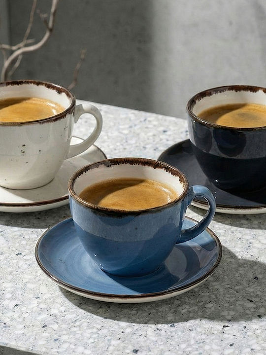 Espiel Terra Set Tassen Kaffee aus Porzellan Grau 90ml 6 Stück