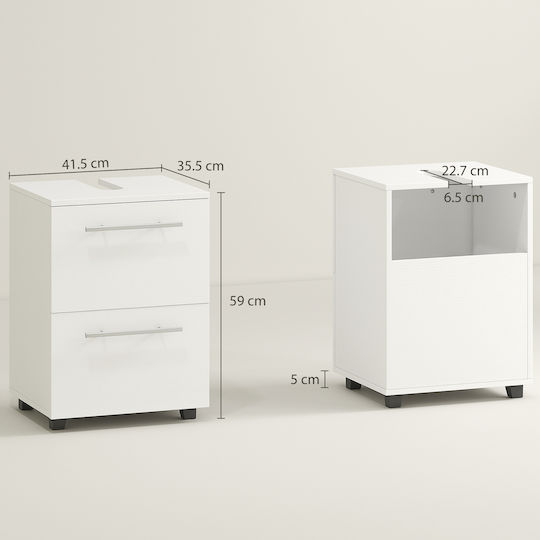 HomCom Πάγκος με Νιπτήρα Μελαμίνη Μ41.5xΒ35.5xΥ59cm Λευκό