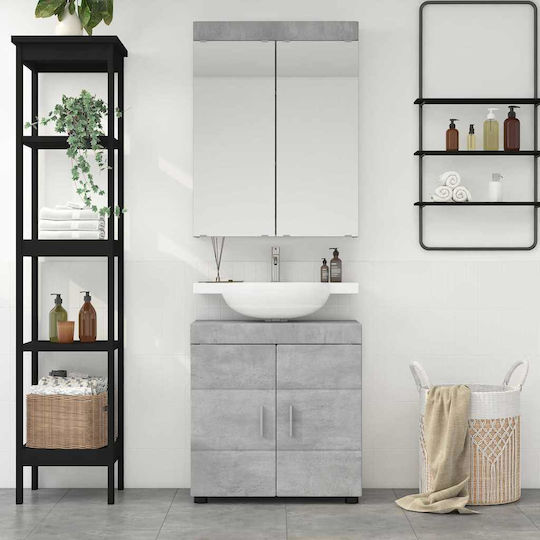 vidaXL Badezimmer Waschtisch-Einheit mit Waschbecken & Spiegel M60xB34xH63cm Grau