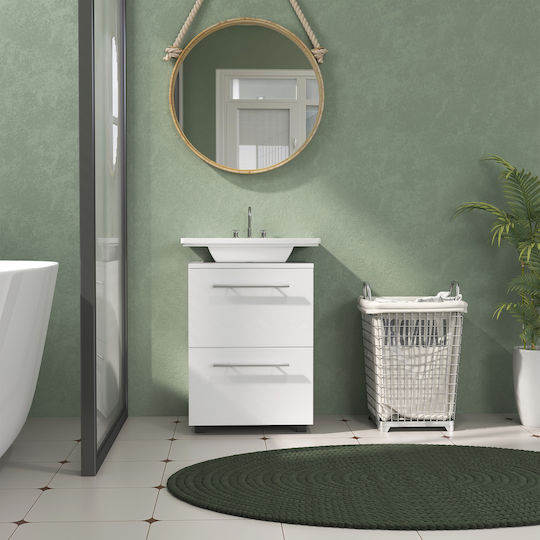HomCom Πάγκος με Νιπτήρα Μελαμίνη Μ41.5xΒ35.5xΥ59cm Λευκό