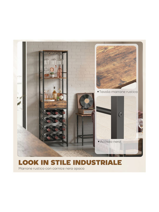 HomCom Free Standing Wine Rack and Cabinet Metallic Brown