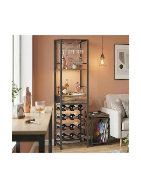 HomCom Free Standing Wine Rack and Cabinet Metallic Brown
