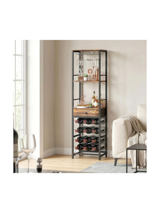 HomCom Free Standing Wine Rack and Cabinet Metallic Brown