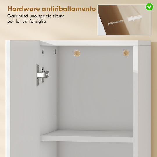 HomCom Bathroom Cabinet 30x24x140cm Natural Wood