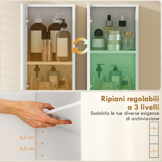 HomCom Bathroom Cabinet 30x24x140cm Natural Wood