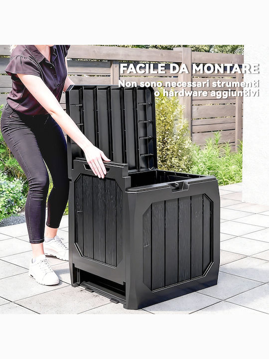 Outsunny Outdoor Storage Box Plastic 121L Black L56xW45xH53cm