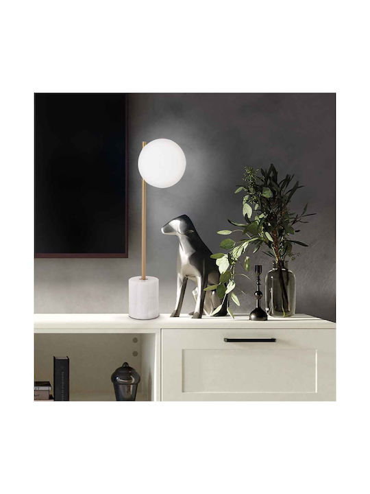 Viokef Metal Table Lamp for Socket G9 with White Shade and Base