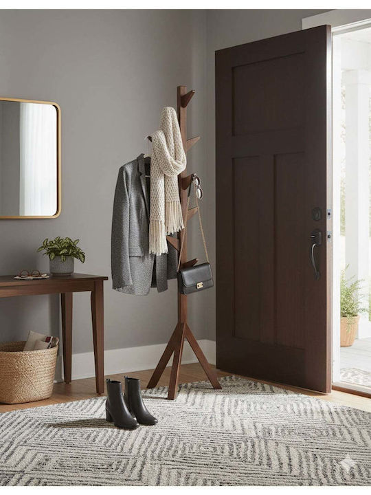 SteweHome Wooden Brown Coat Rack 175cm