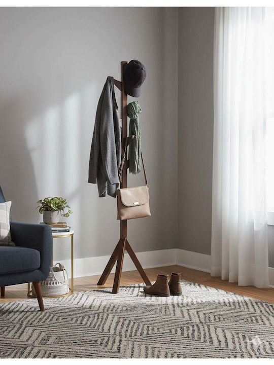 SteweHome Wooden Brown Coat Rack 175cm